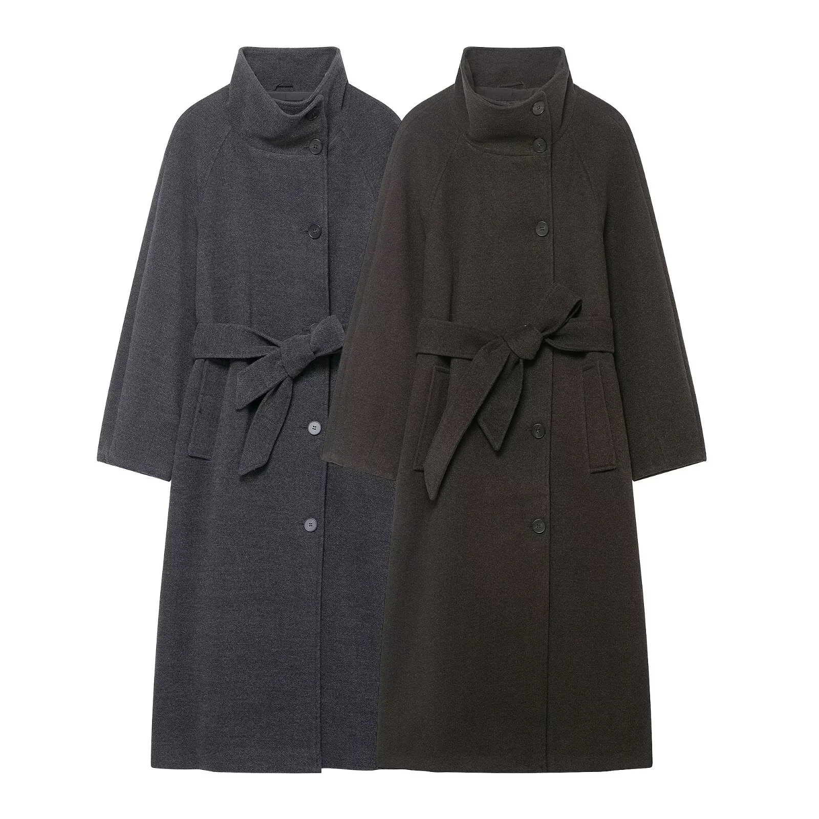 

2025 Winter New Women's Casual Fashion Simple Stand Collar with Belt Loose Versatile Long Coat Trench Coat
