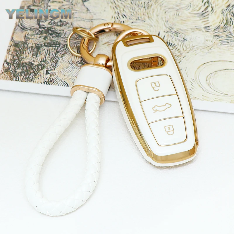 TPU Soft Car Remote Key Case Cover Shell Fob for Audi A3 A4 B9 A6 A7 4K A8 E-tron Q5 Q8 C8 D5 SQ8 Key Protection Bag Accessories