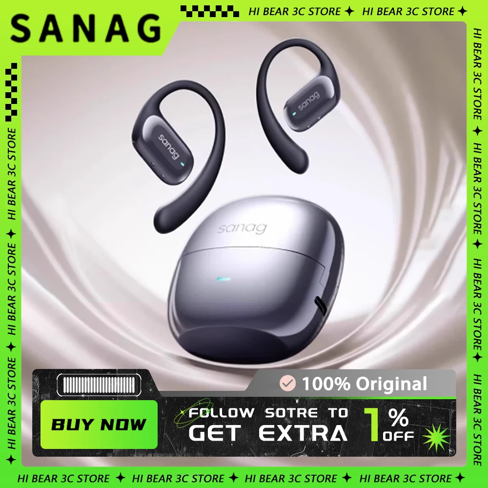 Sanag G30 Earphone Bluetooth Open Ear OWS Wireless Headphones HiFi Sound App Control Earbuds Custom Bone Conduction Earphones