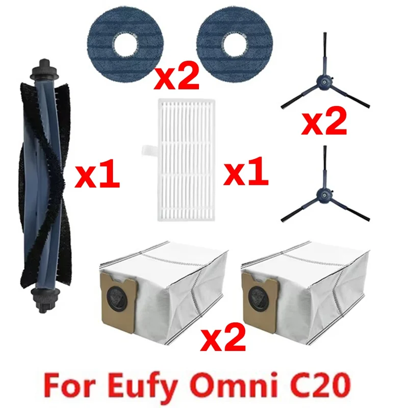 UNCL ل Eufy Omni C20 جهاز آلي لتنظيف الأتربة إكسسوارات قطع غيار ممسحة القماش كيس لجميع الغبار تصفية فرشاة جانبية رئيسية