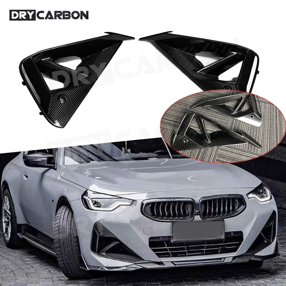 Für BMW G42 M235i M240i 2022+ Trockene Kohlefaser Frontstoßstange Lufteinlassgitter Seitenlüftungen Dekorativer Spoiler Nebelscheinwerferrahmen FRP