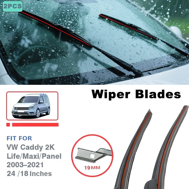 

Front Wiper Blades For Volkswagen VW Caddy 2K Life/Maxi/Panel 2003-2021 Windows Cutter Windscreen Windshield Brushes 24"+18"