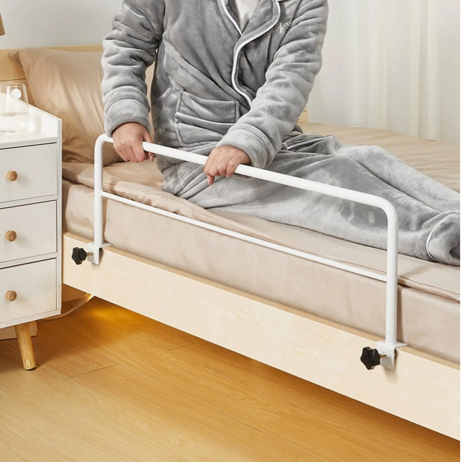 Barra de Asistencia para Cama sin Herramientas, de Alta Capacidad de Carga, Barra de Apoyo para Cama, Barra de Seguridad para Cama con Abrazadera, Barra de Agarre para Cama de Acero al Carbono