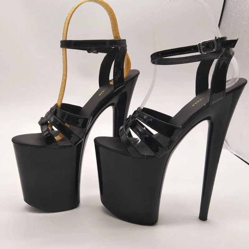 

26CM new customized hot selling patent leather super high heel pole dance hollow big fish mouth women's sandals 1KJ