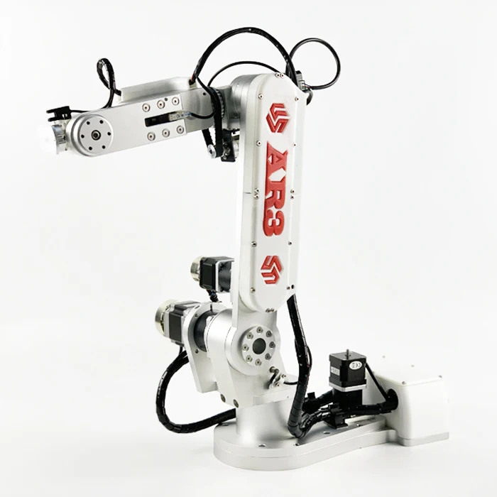 Small desktop six axis robotic arm with a load of 2KG for teaching and industrial use. Programming is available in stock