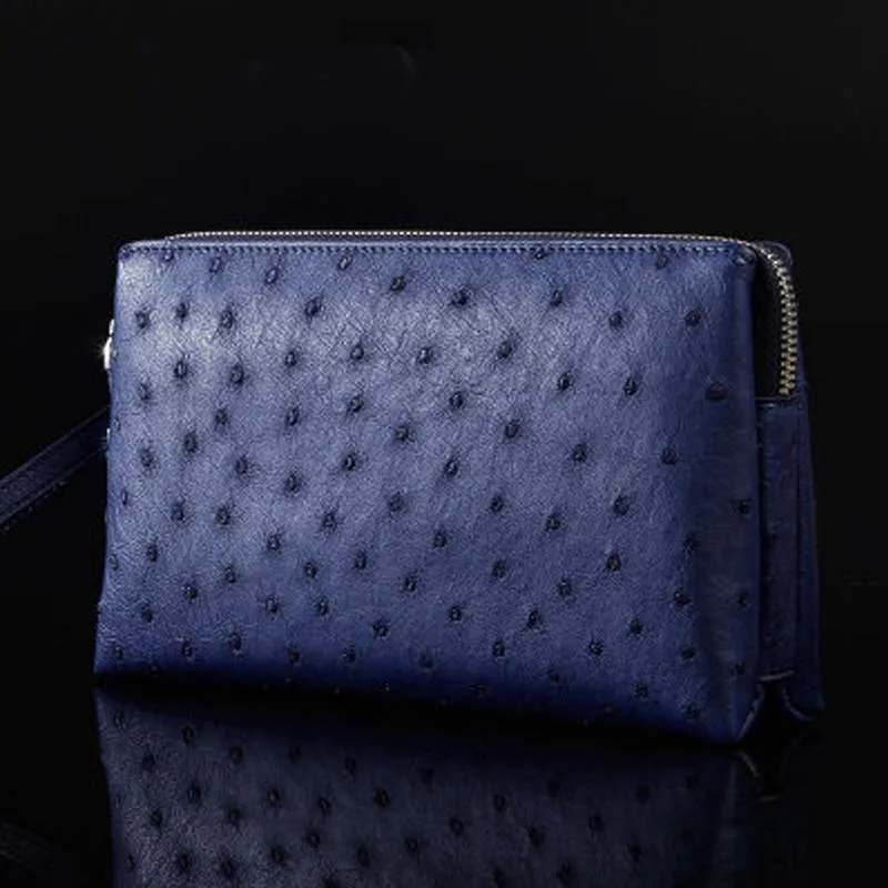 ourui new real ostrich skin female women  wallet blue women handbags women clutch bag