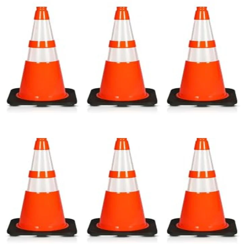 PVC Traffic Cone - 28 Inch Safety Traffic Cones for Enhanced Visibility, Durable Design, Lightweight, Weather Resistant for Road