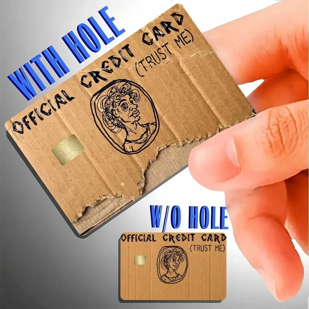 Funny Trust Me Torn Paper Bank Credit Cards Bus Pass Stickers Cool Decoration Waterproof 4PCS Card