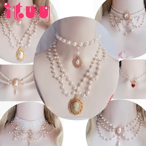 Vintage Rococo Wedding Lolita Necklace with Pearls ITUY