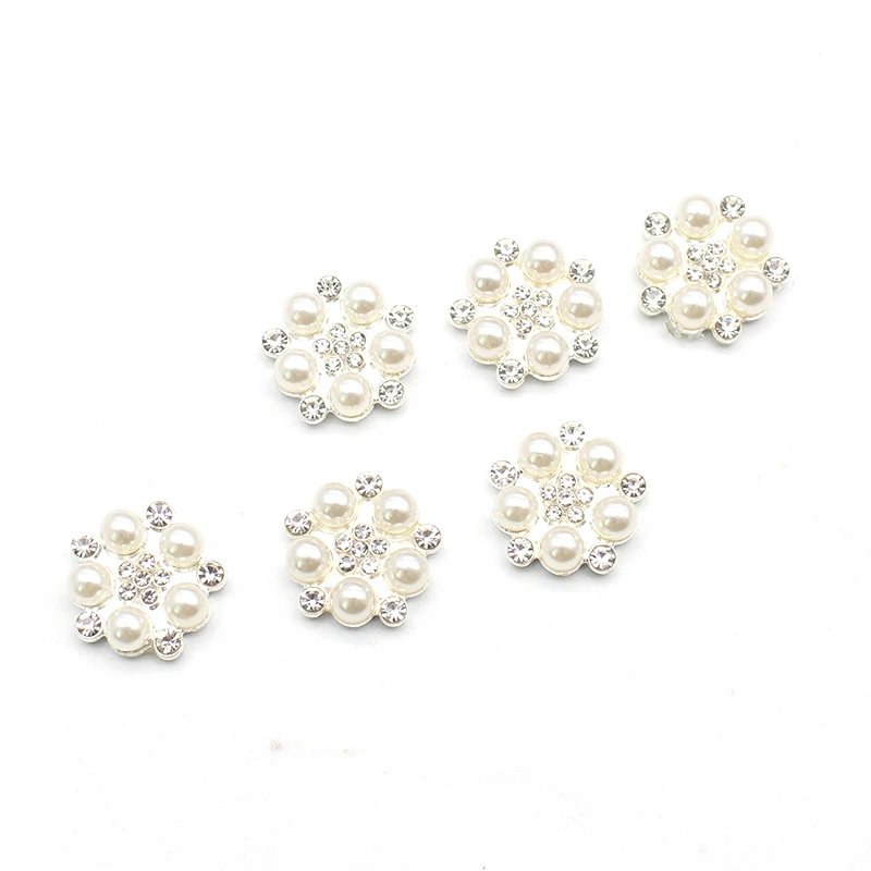 Fashion 16mm Alloy Pearl Rhinestone Button Flower Heart Ornament DIY Clothing Hair Accessories Jewelry Creative Clothing Bow Acc