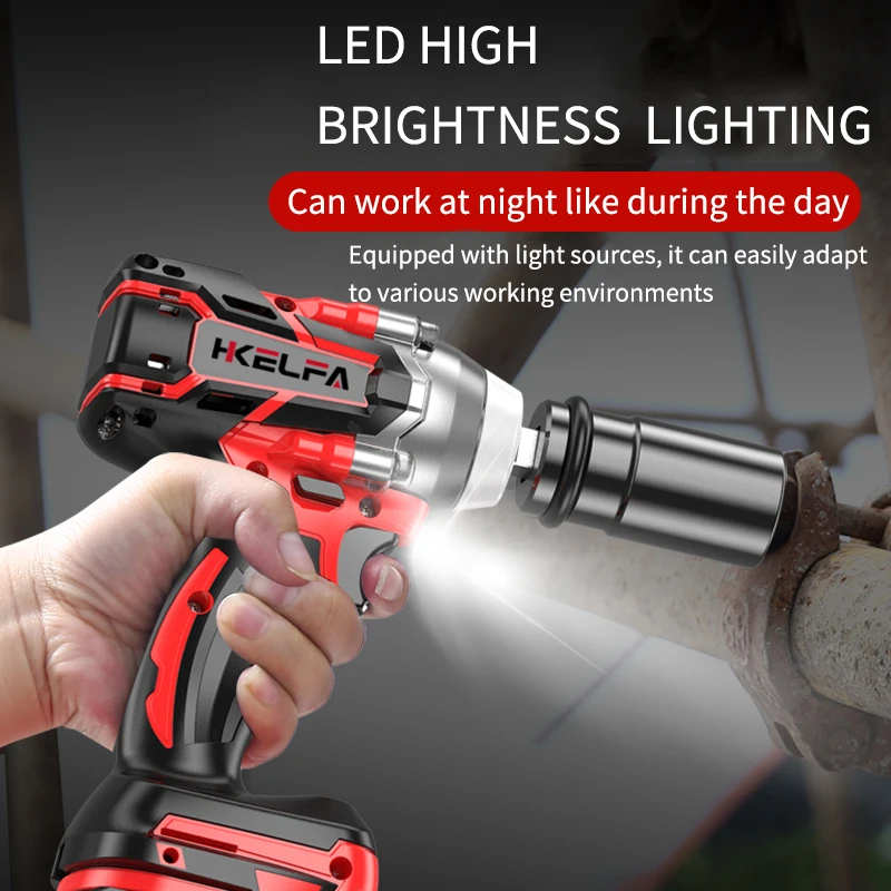 HKELFA 520N.m Brushless Electric Impact Wrench Cordless Electric Wrench Hand Drill Socket Power Tool For Makita 18V Battery Pin