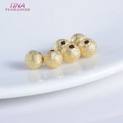 20PCS 3MM 4MM 5MM 6MM 14K Gold Color Plated Brass Matte Round Beads High Quality Diy Jewelry Accessories