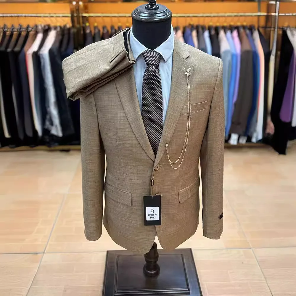 

Высококачественный мужской костюм в европейском и американском стиле 2025 года, однобортный облегающий профессиональный костюм, свадебный костюм жениха, шафер, платье