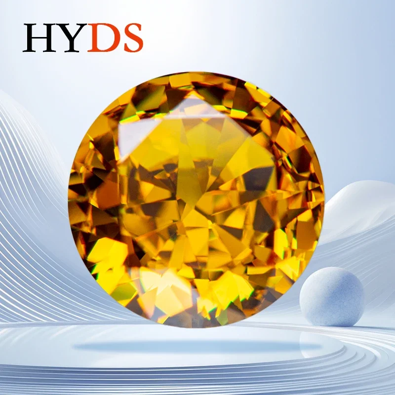 

Cubic Zirconia Crushed Ice Cut Golden Yellow Color Round Shape Charms Beads for Jewelry Making Pendant Materials No Certificate