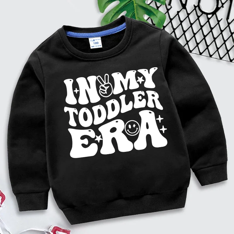 In My Toddler Era Letter Print Sweatshirt, Crew Neck Pullovers, Casual, Long Sleeve Sweatshirt Tops for Girls And Boys