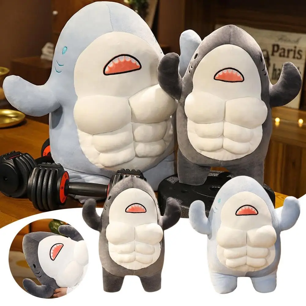 45cm Muscle Shark Plush Toys Stuffed Ocean Whale Fish Stuffed Animals Soft Plushie Dolls Kids Birthday Gifts Valentine's Day