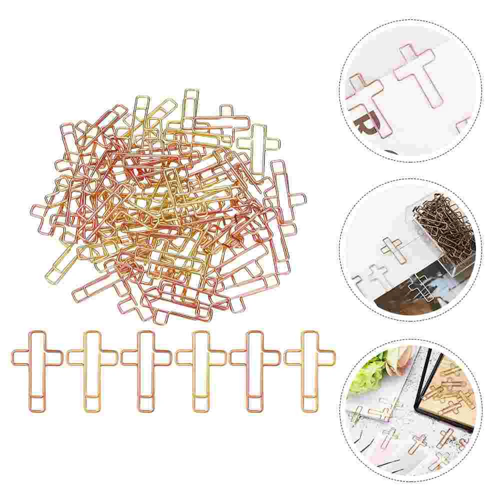 40 Pcs Bible Bookmark Documents Paperclips Metal Cross Shape Bookmarks Clamps Office