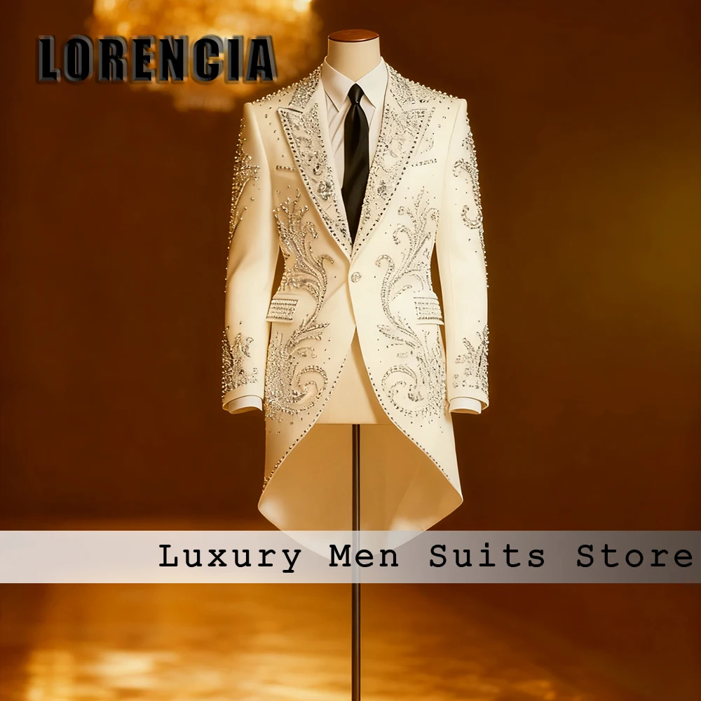 

Exquisite Diamond Men Suits 2 Pieces Wedding Party Groom Outfit Long Tuxedos Set 2025 Customized Blazer Pants disfraz de hombre
