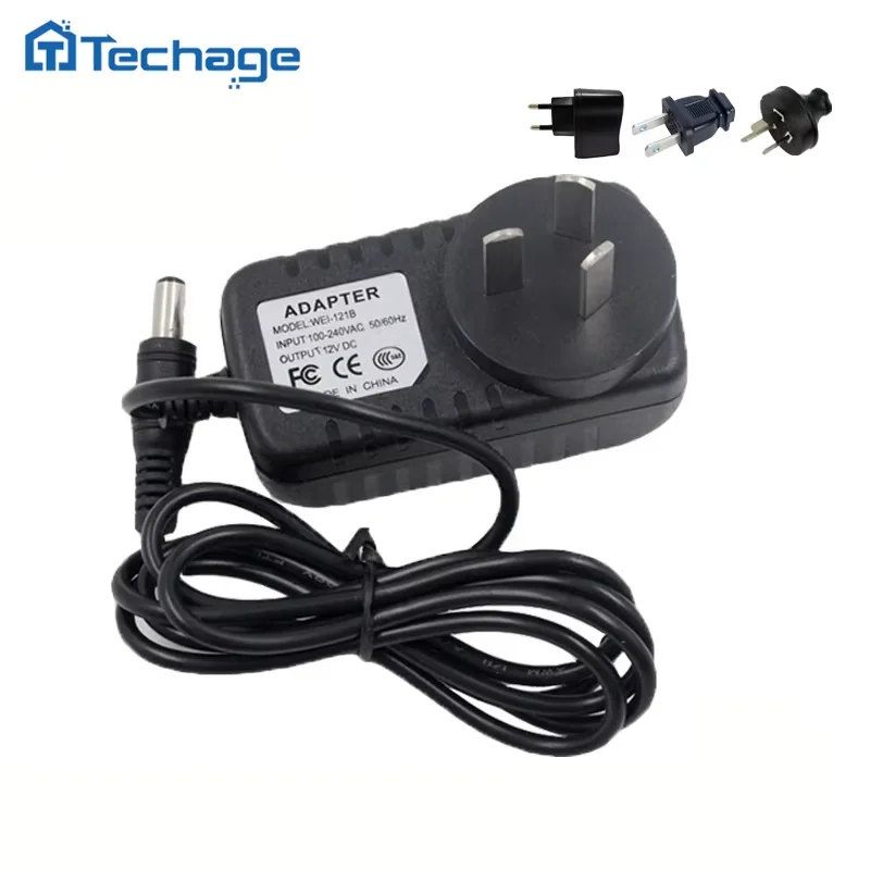 Afbeelding 4: Techage Ac 100-240V Dc 12V 1A 3Meter Ac/Dc Power Adapter Oplader Adapter voor Cctv Ip Camera 2.1Mm * 5.5Mm