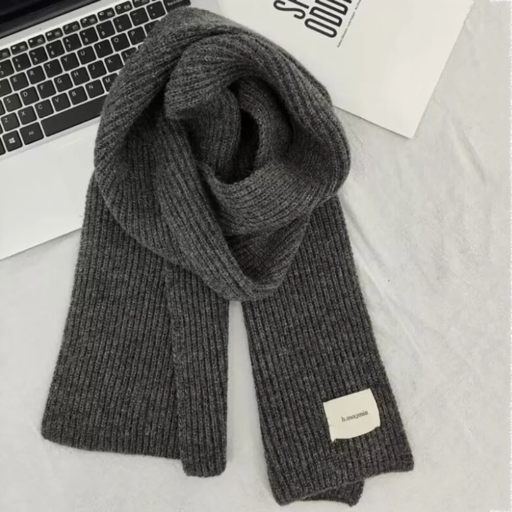 

Vintage Solid Color Women Knitted Scarf Windproof Thicken Thermal Neck Warmer Neck Cover Soft Wrap Shawls