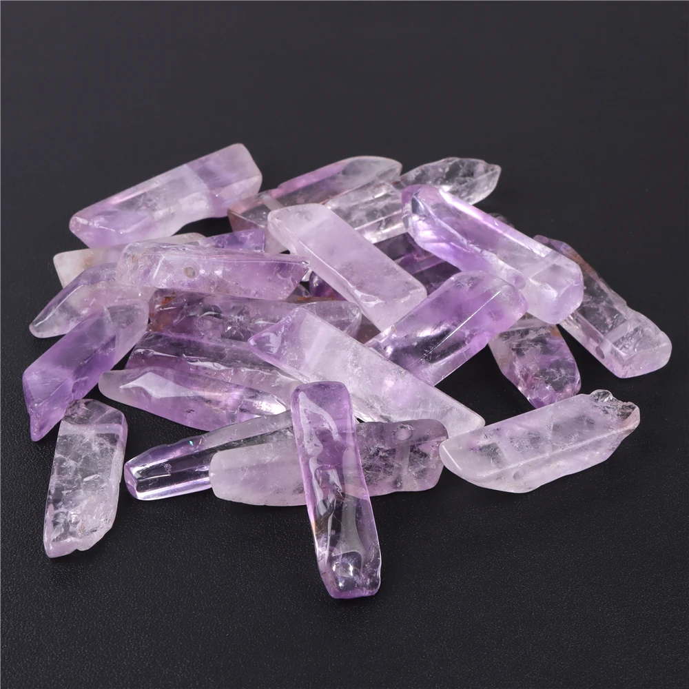 5PCS Irregular Natural Crystal Quartz Beads Top Drilled Stick Slab Loose Spacer Beads Pendant for DIY Jewelry Making Necklace