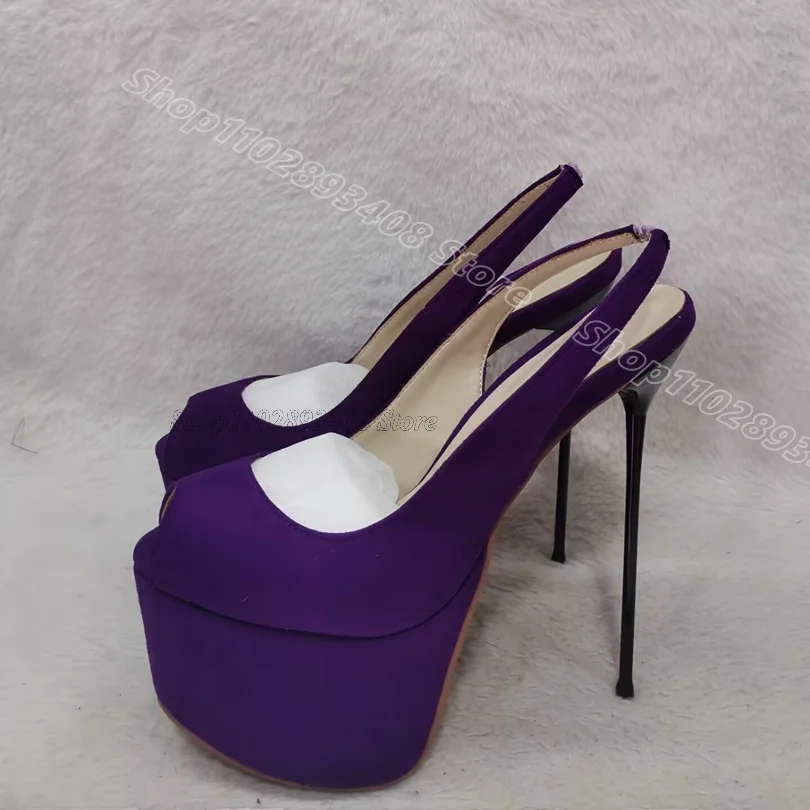 

Purple Platform Peep Toe Sandals Slip on Fashion British Style Dress Women Summer Sexy Stiletto Sandals 2025 Zapatos Para Mujere