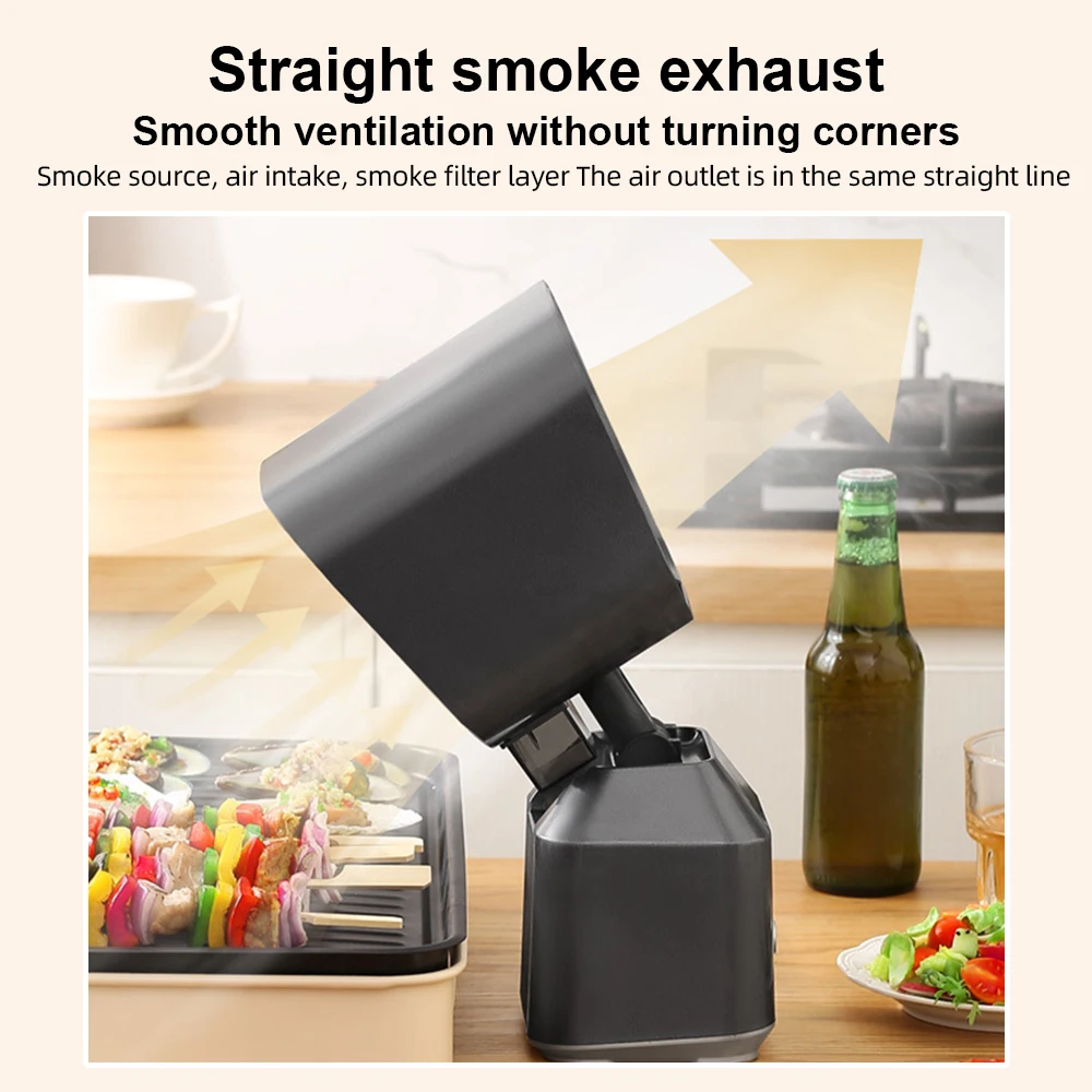 

2 скорости ветра, 3600 об/мин, портативная вытяжка, регулируемая по высоте, съемный двухслойный фильтр, сетчатый настольный кухонный вытяжной вентилятор