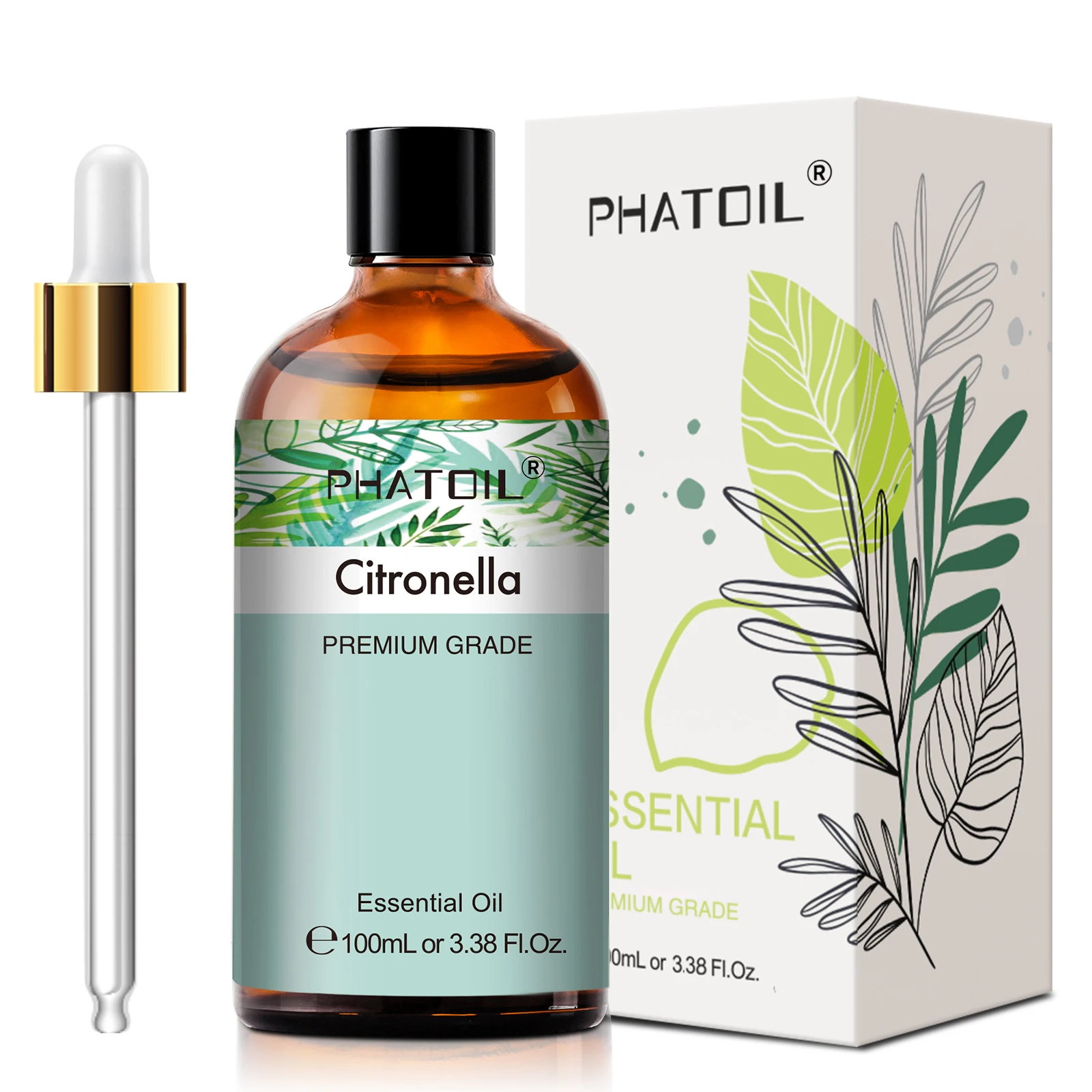 PHATOIL 100ml Premium Ätherisches Öl Sandelholz Lavendel Eukalyptus Pfefferminze Zitronengras Vanille Aromatherapie Ätherische Öle