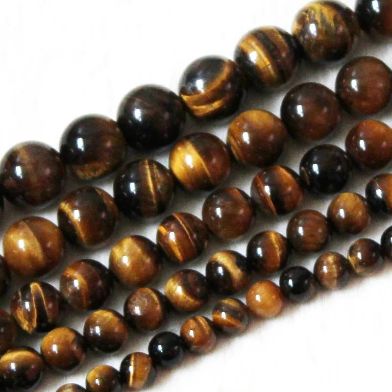 4mm/6mm/8mm/10mm/12mm/14mm Real Natural Tiger eye Stone Beads For Jewelry Making Brown Smooth Beaded Armbandjes Maken Perles