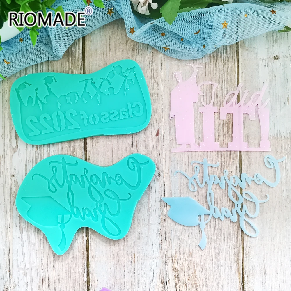 New Graduation Cake Decoration Silicone Mold Chocolate Sugar Crafts Celebrate Graduation Party Cake Card Kitchen Baking Mould