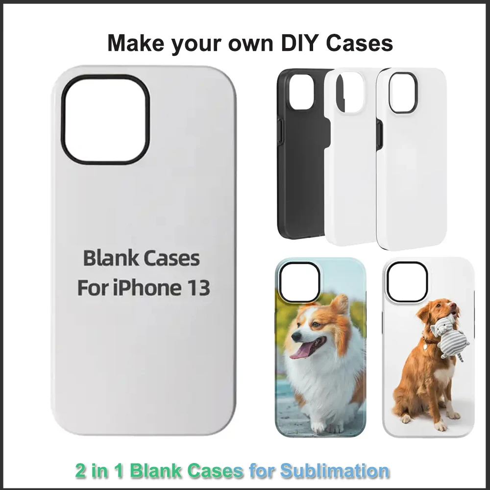 5pcs 2 in 1 Blank Phone Cases DIY Printing Thermal Sublimation Coating Covers for iPhone 16 15 14 Pro Max XR Mobile Back Cover