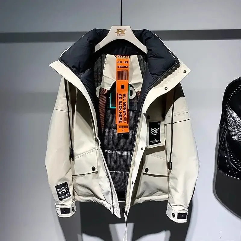 Luxury Winter Men Clothing Hooded Parkas Warm Windproof Coat Cotton-padded Jacket Thick Zip Multi-pocket Outerwear Puffer Jacket