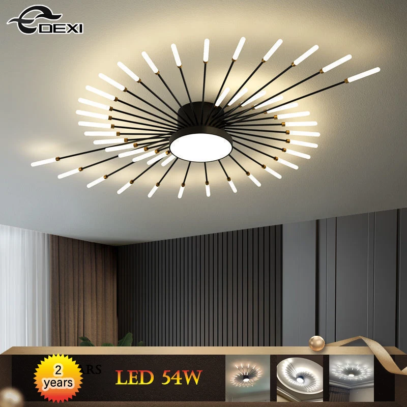 

Modern Bedroom Living Room LED Ceiling Lamp Dining Hall Light Hotel Apartment Wrought Iron Fireworks Interior Lighting Wholesale