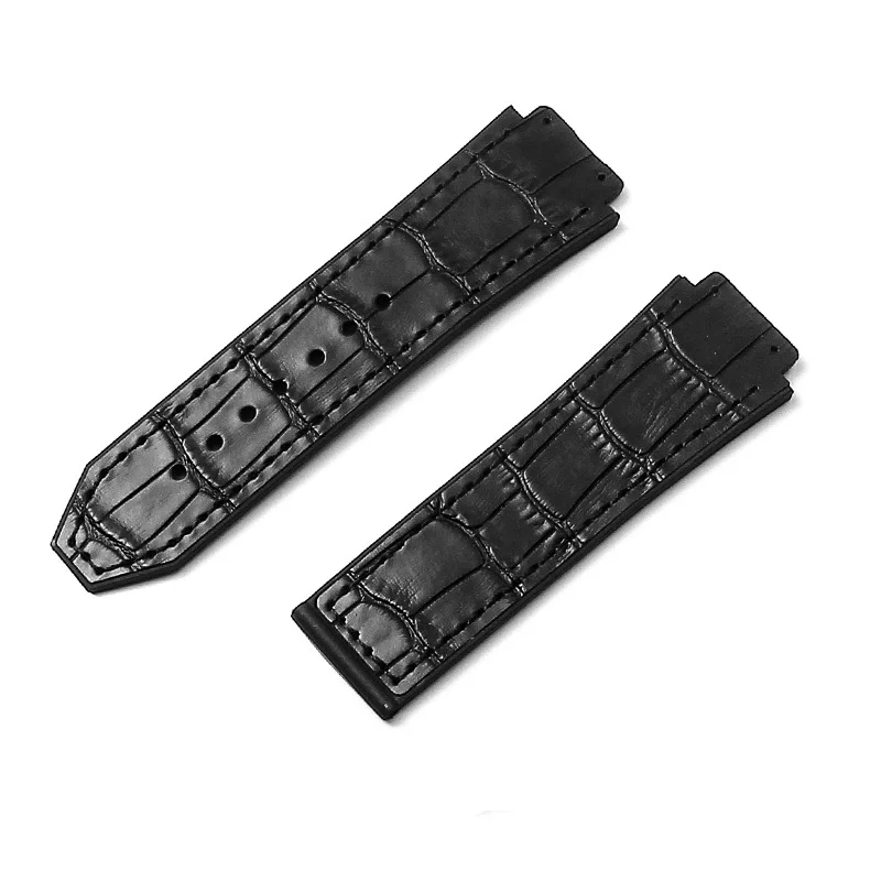 جديد جلد طبيعي حزام (استيك) ساعة ل HUBLOT Hengbao Yubo الكلاسيكية الانصهار الانفجار الكبير جلد البقر سيليكون حزام سلسلة الرجال المعصم 26*19 مللي متر