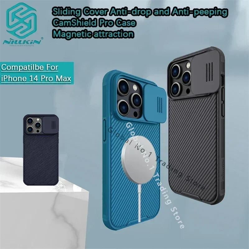 

NILLKIN For iPhone 13/iPhone 14 Pro Max Case Shockproof Magnetic phone case lens slide cover protective cover For iPhone 13/14