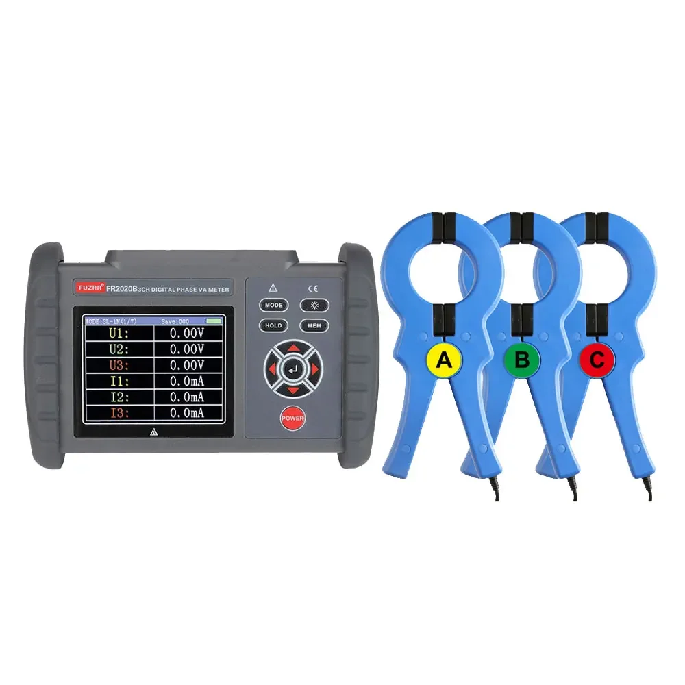 FR2020B AC Voltage 0.00V--600V Three-phase Digital phase VA Tester Three Clamp Voltammeter Current Tester