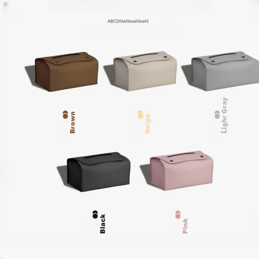 Simple Solid Color Tissue Box Household Table PU Leather Napkin Holder Waterproof Storage Sundries Case Car Paper Organizers Box