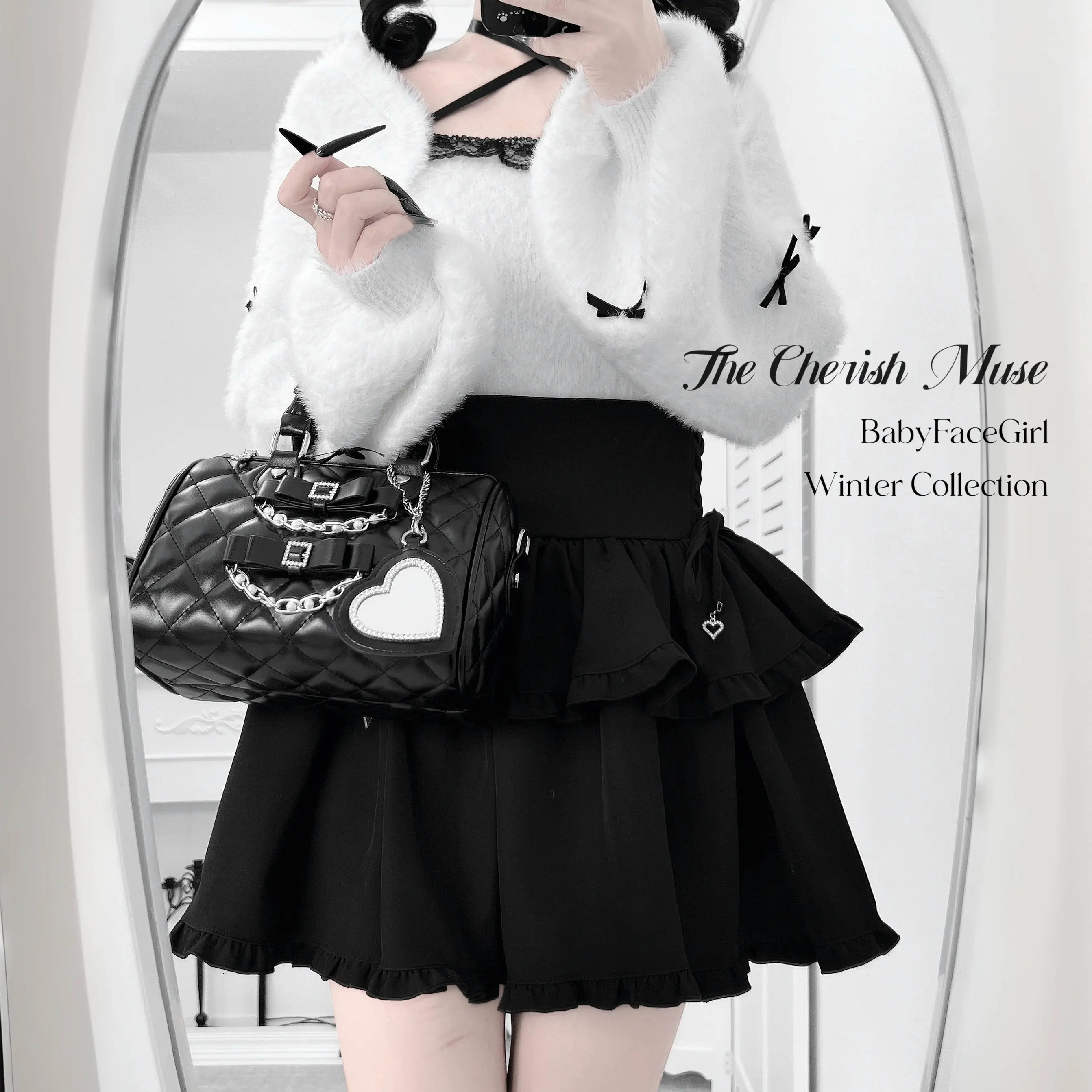 2026 New Sweet Princess Handbag Japanese Mass-Produced Girl Pearl Bow Handbags Cute Women's Elegant Plaid Crossbody Bag