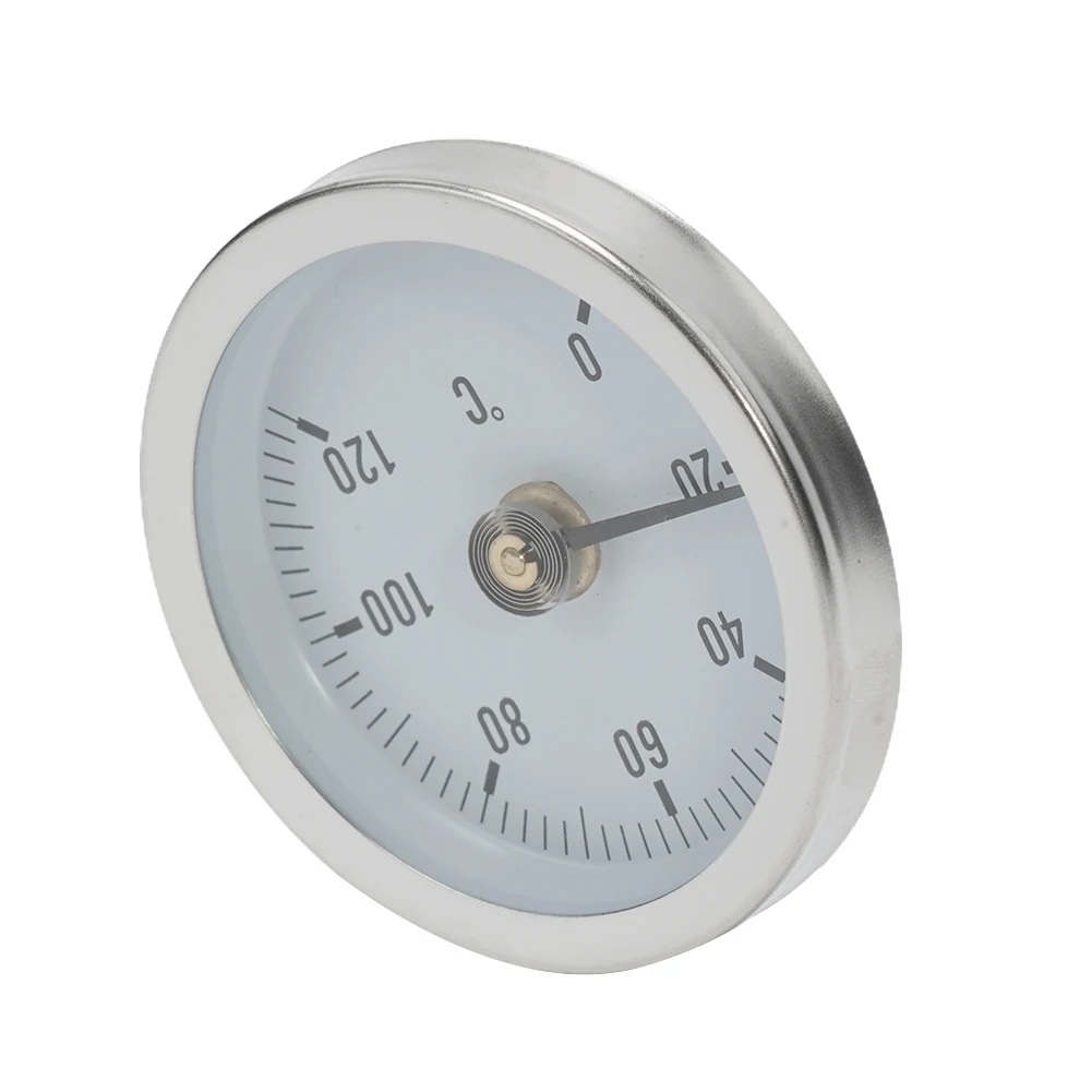 Termometer pipa Bimetal, pengukur termometer bulat Rohrthermometer Analog Clamp-on pipa industri 0-120
