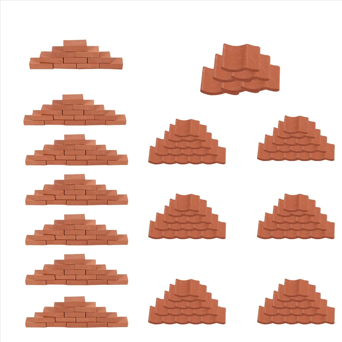 AA947 Superior 200Pcs Mini Bricks&Roof Tiles Model Building Set Fake Red Bricks Landscaping Bricks Dollhouse DIY Garden Accessor