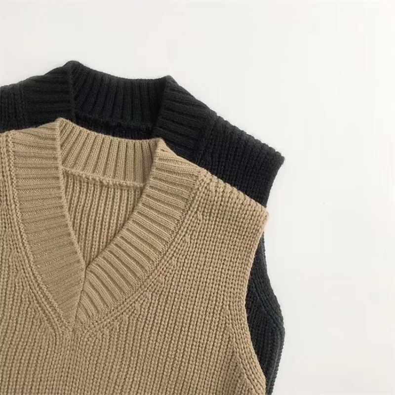 UNITIM Herbst Kinder Jungen V-Ausschnitt Strickwaren Retro 2-10 Jahre Baby Jungen Ärmellose Pullover 2026 Vintage Kinder Jungen Einfarbige Weste – Detail 10