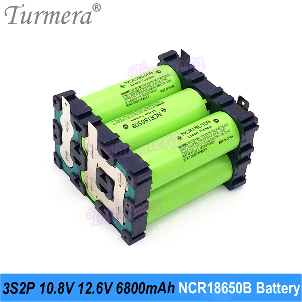 Turmera 2S-5S NCR18650B 3400mAh 6800mAH Battery with Holder for 8.4V 12V 16.8V 18V 20V 21V Screwdriver Drill Battery Replace Use