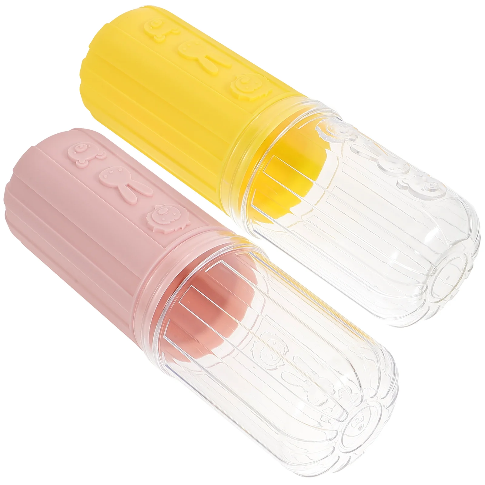 2 Pcs Travel Toothbrush Storage Tube and Toothpaste Container Holder for Bathroom Cup Accessory Supply Case Dirtproof