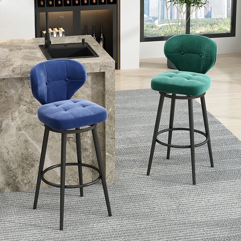 Minimalist Rotating Nordic Bar Stools Reception Manicure Island Kitchen Counter Stools Luxury Backrest Cadeiras Furniture XR50BY