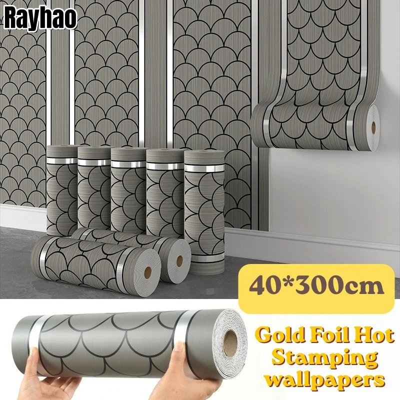 Anti‑Collision Self‑Adhesive Foam Wallpaper with Gold Foil Hot Stamping Pattern Wall Sticker Panel for Living Room TV Background