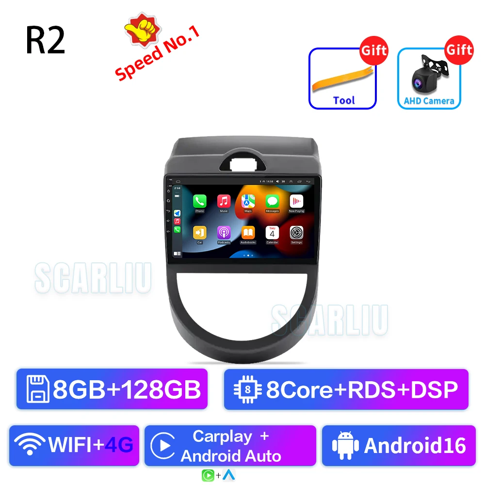 Android 16 voor Kia Soul 1 AM 2008 2009 2010 2011 Carplay Auto autoradio multimediaspeler autoradio GPS navigatie BT head unit