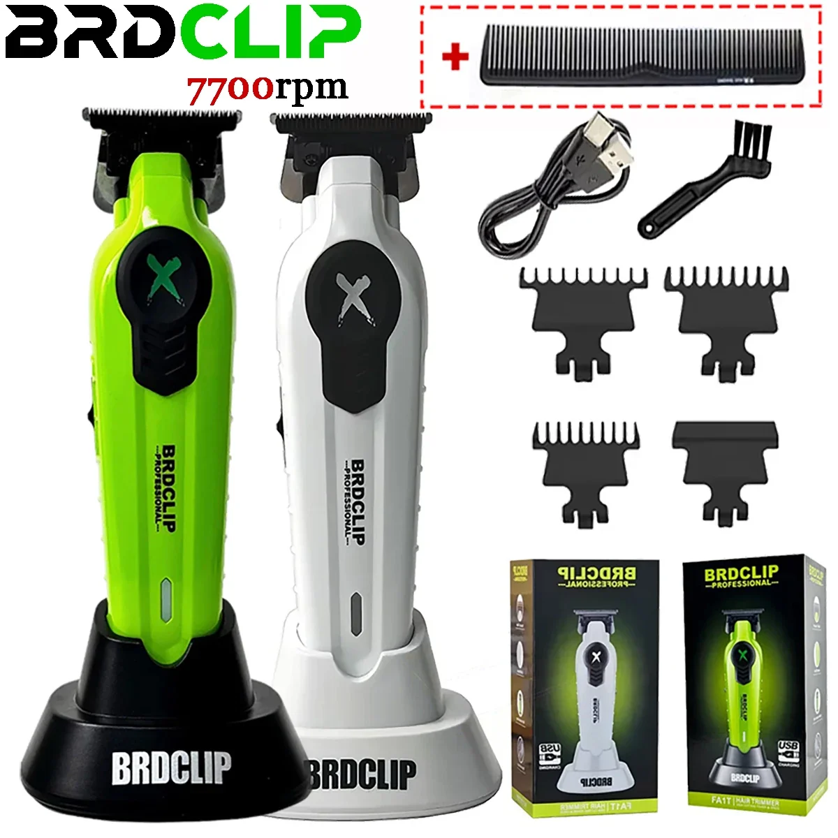 

BRDCLIP FA1T Professional Hair Trimmer - 7700RPM, 1600mAh Battery, Ultra - Thin DLC Blade, Ergonomic Design with Charger Stand