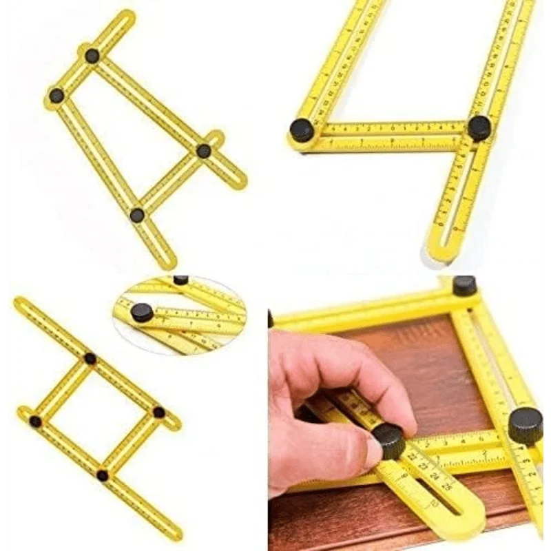 Multi-Functional Flexible Plastic 4-Fold Ruler Portable Measuring with a Folding Suitable for Woodworking Flooring Installation