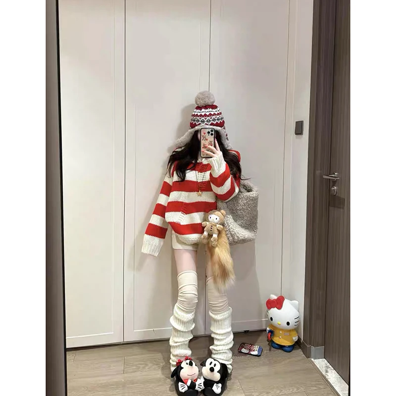 YIBASHU 女性ストライププルオーバーセーターヴィンテージ 2000 年代ジャンパーニットプレッピースタイル長袖カシミヤセーター秋春服