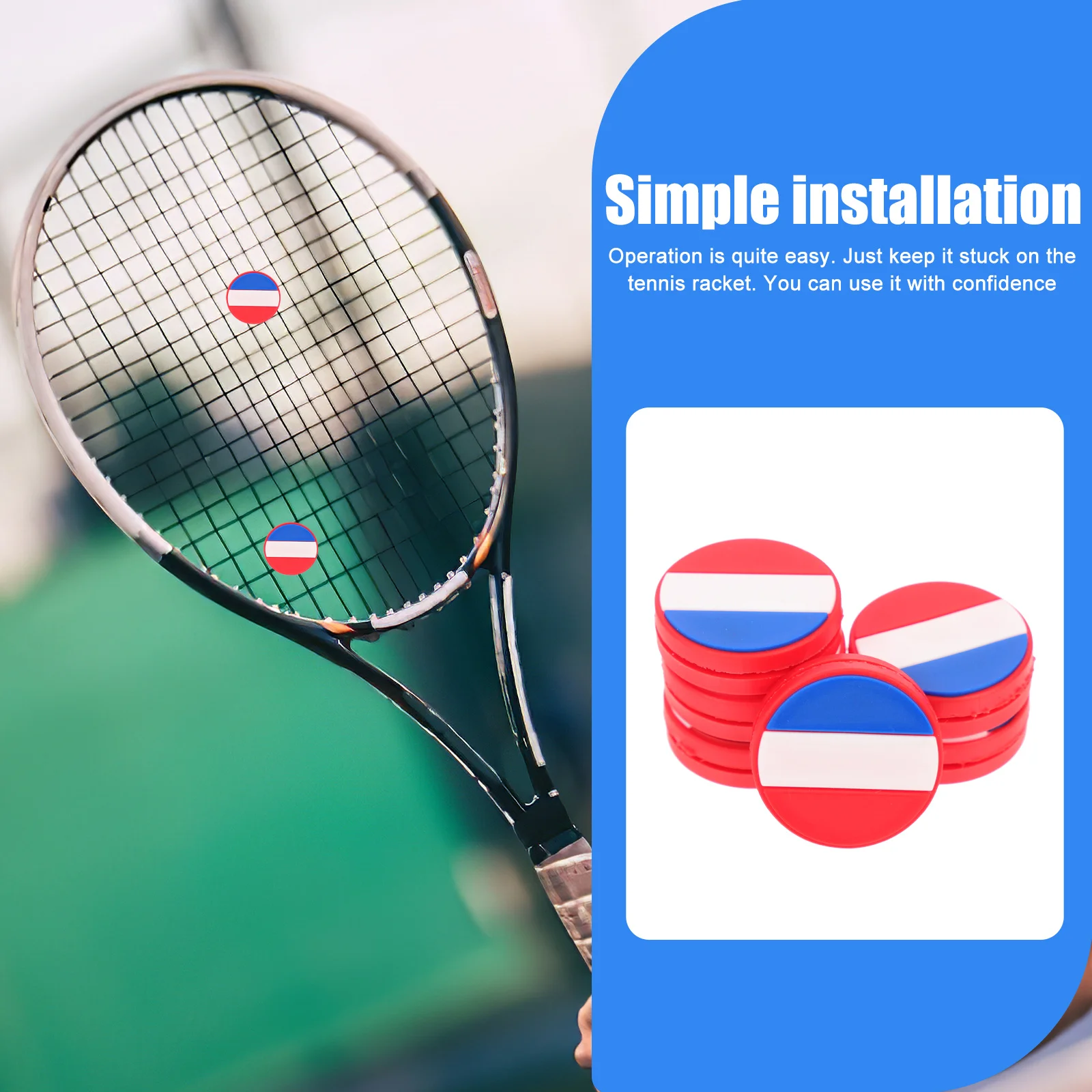 Amortiguadores de tenis de silicona, 6 uds., patrón de bandera nacional, amortiguadores de raqueta, amortiguador de vibración, accesorio de tenis